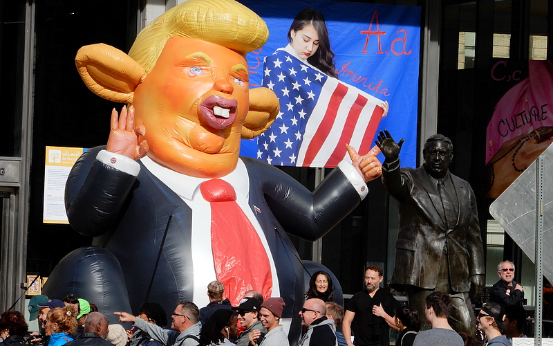 John Post Lee, the owner of Bravin Lee art galleries in New York City, commissioned the large Trump Rat to express his "disgust."